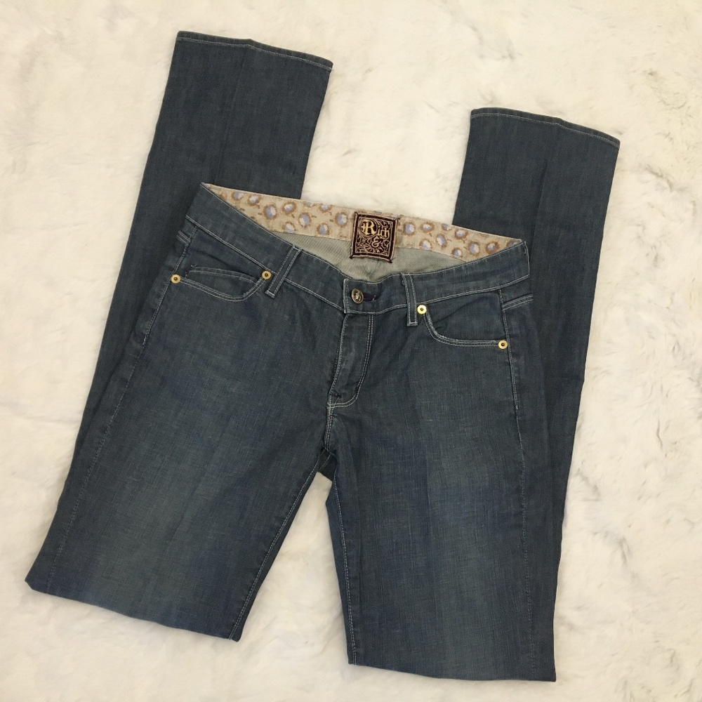 Rich & Skinny Jeans Straight Leg Med/Dark Wash 27